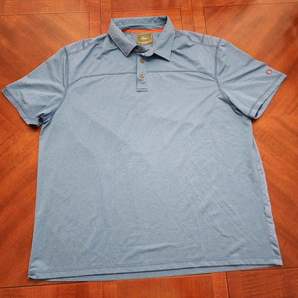 GH Bass Shirt Mens XL Extra Large Blue Performance Short Sleeve Polo
